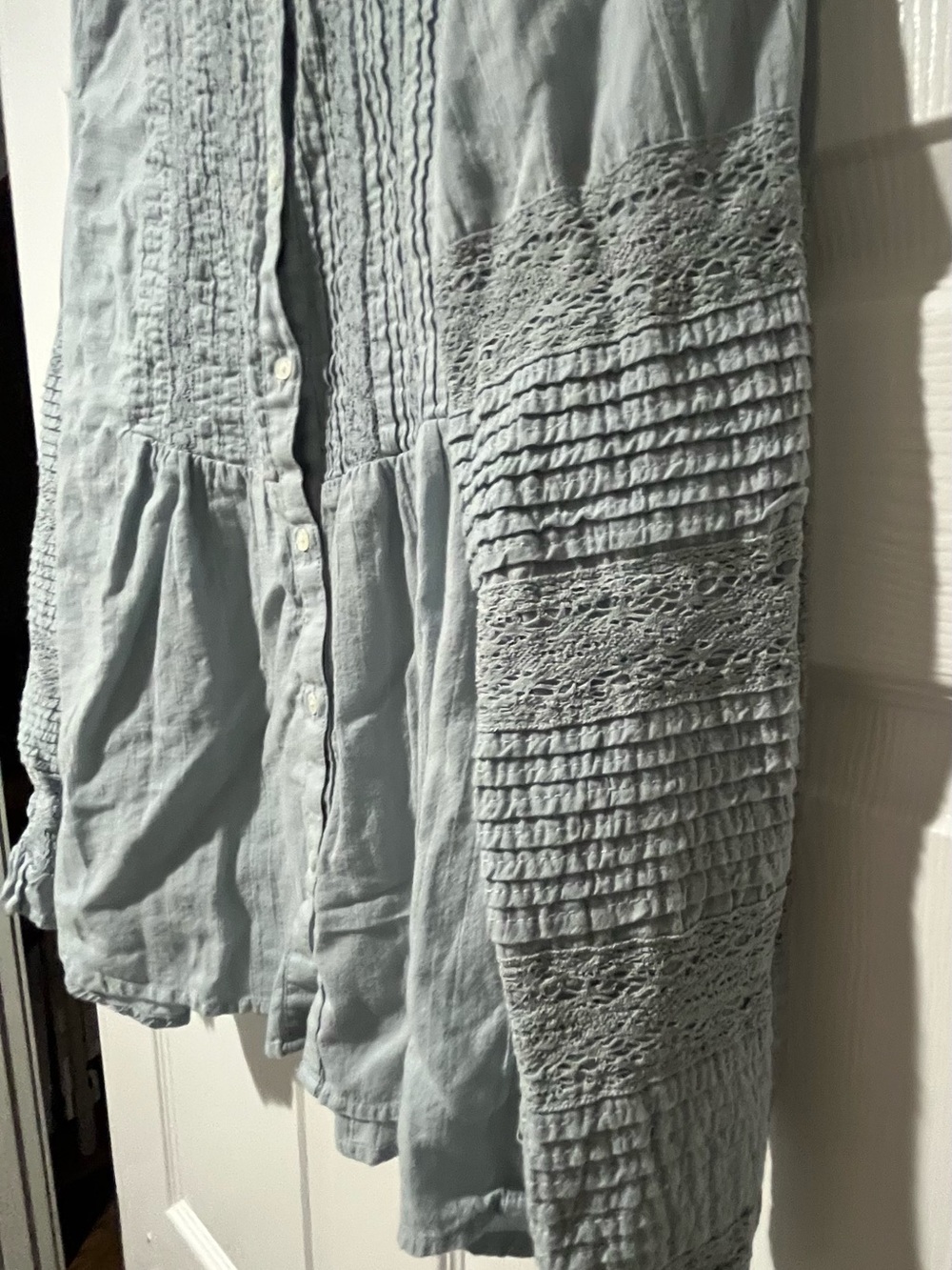 Sundance Light Blue Pintuck Button-Down Shirt - Picture 6 of 7